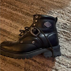 Harley-Davidson Men's Black Leather Boots with Buckle